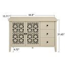 Hollowed Out Cabinet With 2 Door 3 Drawers, American Furniture, Suitable For Bedroom, Living Room, Study - Natural