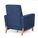 Mid Century Modern Club Chair With Upholstery And Rubberwood Legs - Navy Blue