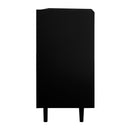 Modern Sideboard Buffet Cabinet With Red Doors And Unique Panel Styling