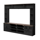 Wall Unit Entertainment Center With Bookshelves For TVs Up To 80", Tempered Glass Doors And Adjustable Shelves