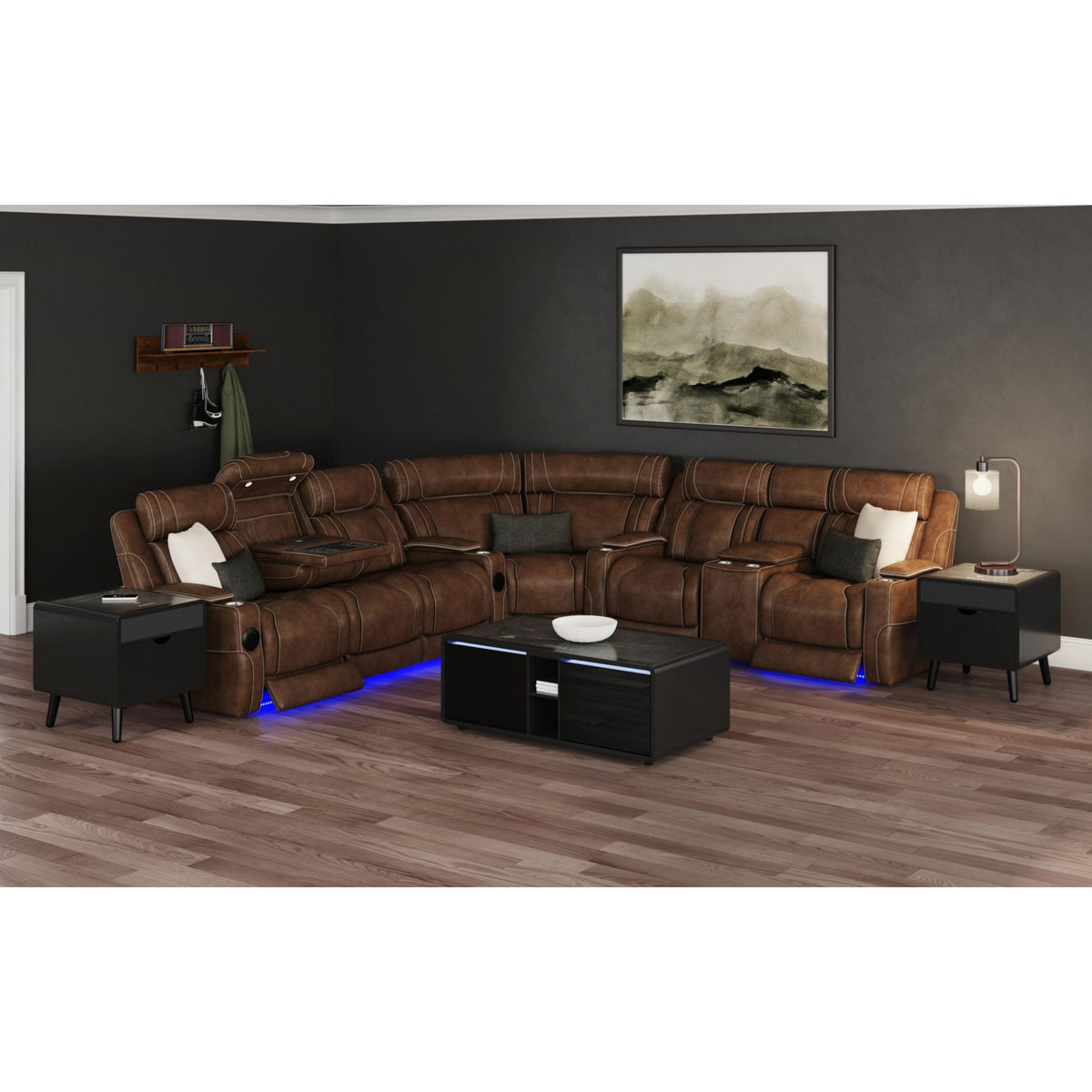 Halo Smart Occasional Table Set in Black by Elements International, view 11