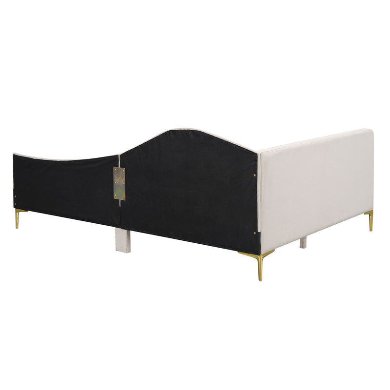 Upholstered Daybed With Headboard And Armrest, Support Legs
