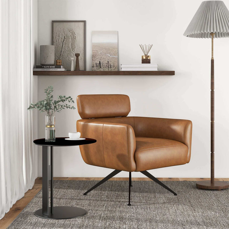 Camila - Leather Lounge Chair - Tan