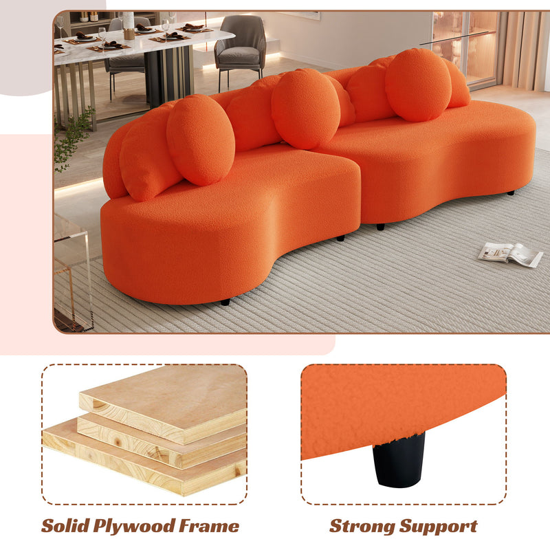 Modern Living Room Sofa Lamb Velvet Upholstered For Home