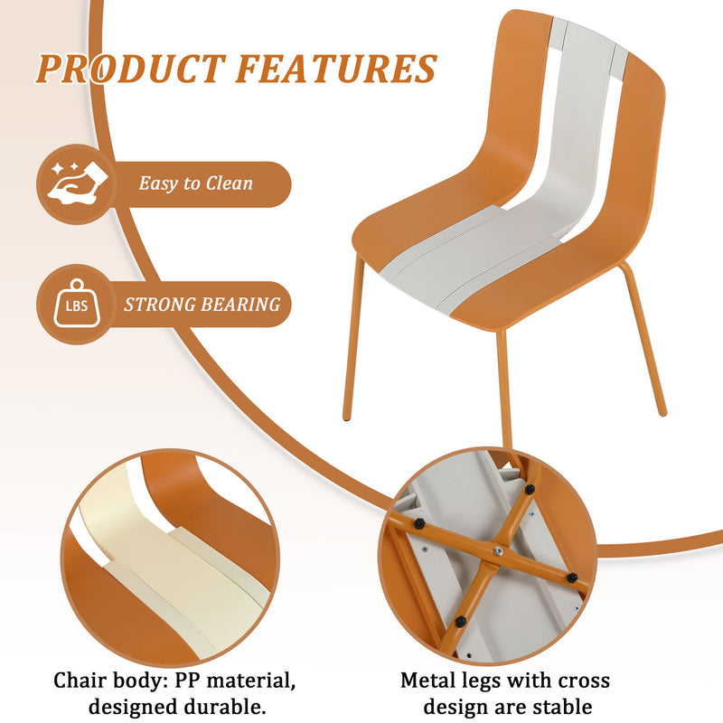 4 Piece Set Of Modern Striped Single Chairs With Folding Square Table