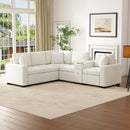 Modular L-Shaped Sectional Sofa Bed With Pull-Out Sleeper, Cup Holders, And Storage