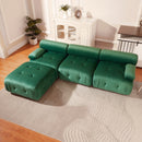 Modular Sectional Sofa Couch, Modern L Shaped Cloud Couch with Reversible Ottoman Convertible Button Tufted Velvet Fabric Couches for Living Room, DIY Combination,Green
