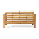 Acacia Wood Loveseat And Coffee Table Set With Cushions