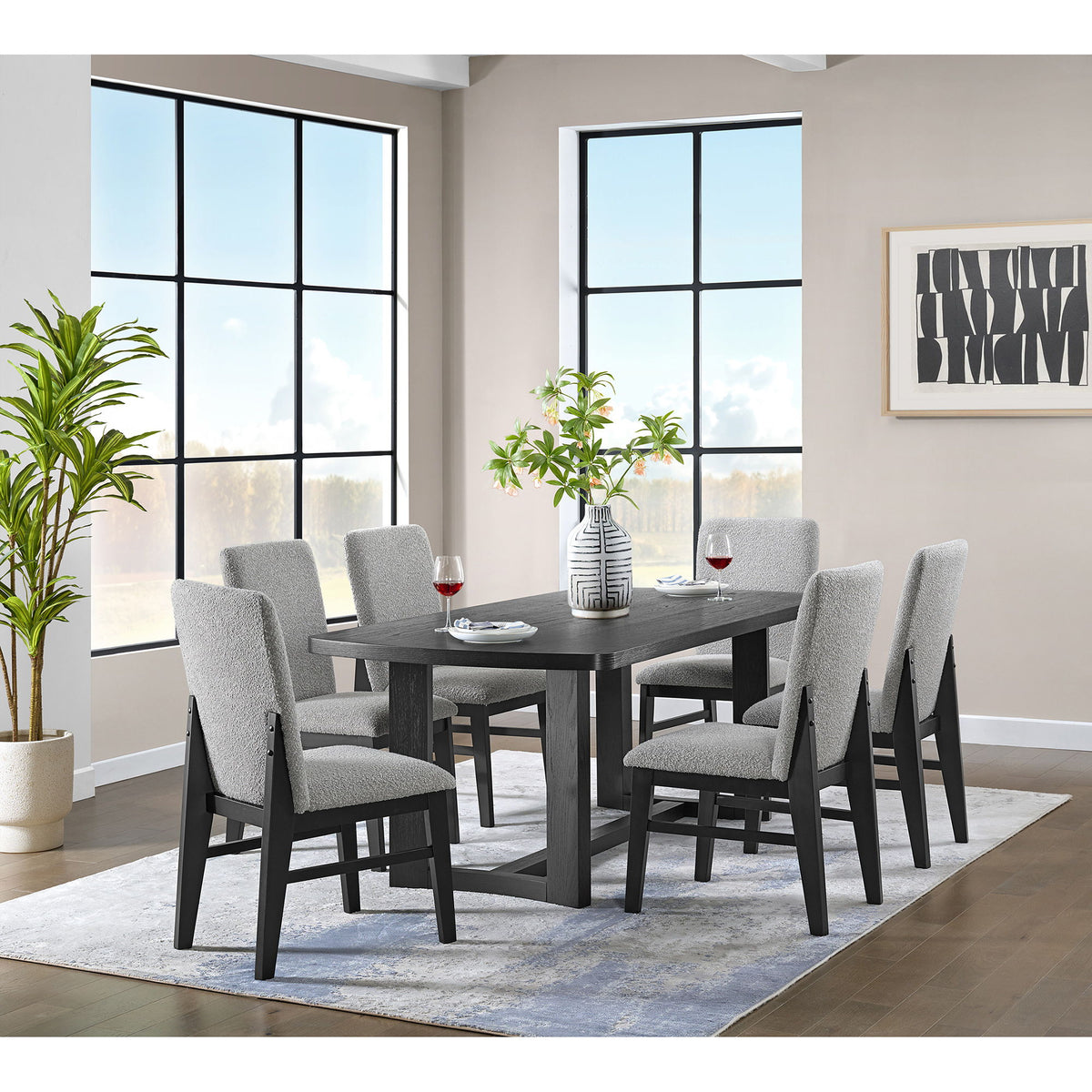 Portland Rectangular Dining Room Set in Black by Elements International, view 14