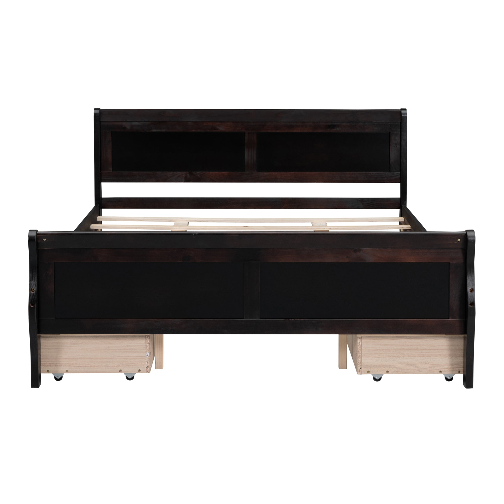 Queen Size Wood Platform Bed with 4 Drawers and Streamlined Headboard & Footboard, Espresso - Atlantic Fine Furniture Melbourne FL
