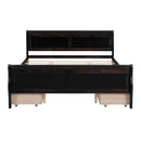 Queen Size Wood Platform Bed with 4 Drawers and Streamlined Headboard & Footboard, Espresso