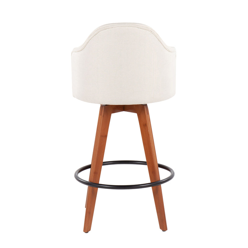 Ahoy - Contemporary Fixed Height Counter Stool With Bamboo Round Footrest (Set of 2)