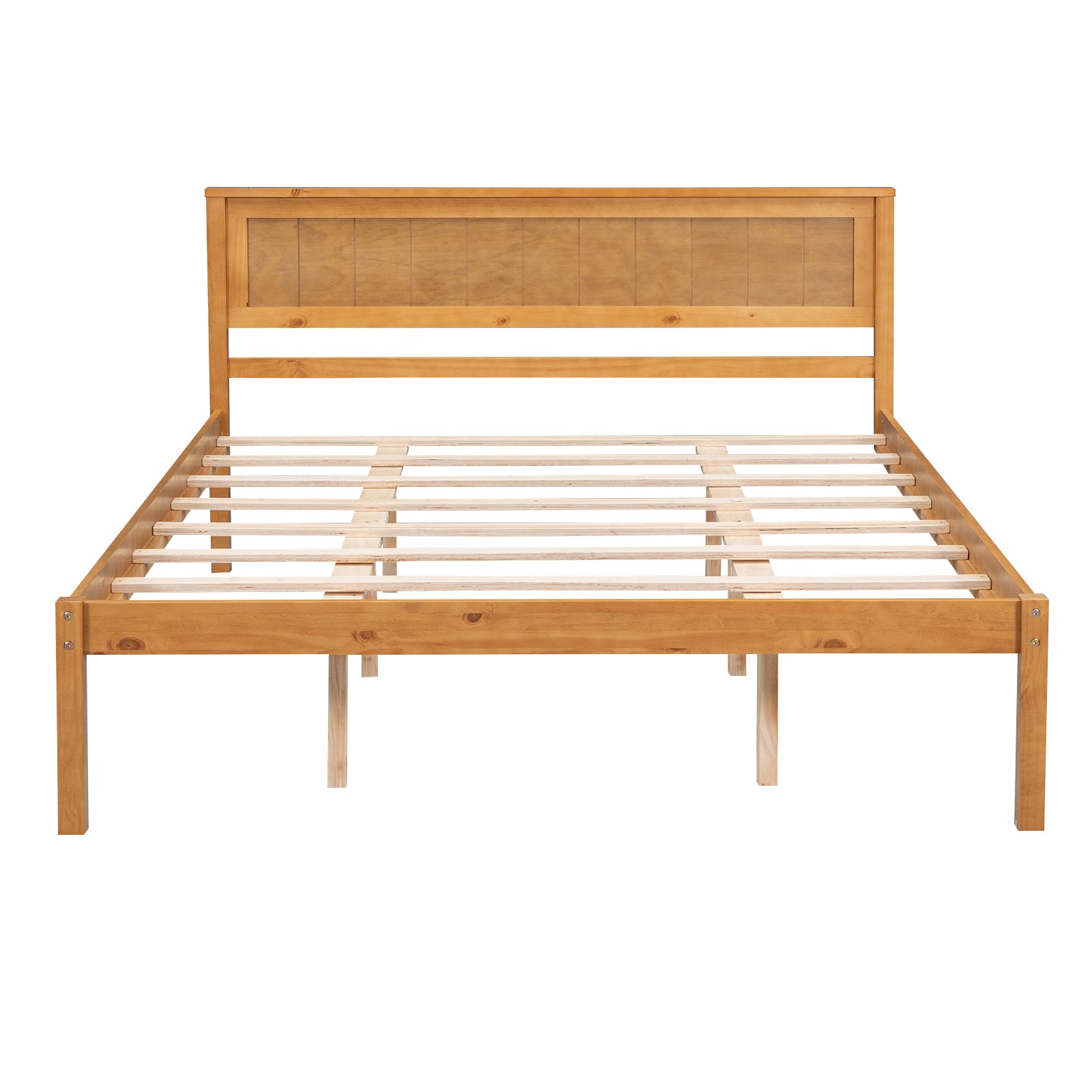 Platform Bed Frame with Headboard, Wood Slat Support, No Box Spring Needed, Queen, Oak - Atlantic Fine Furniture Melbourne FL