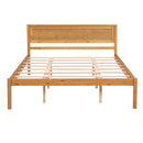 Platform Bed Frame with Headboard, Wood Slat Support, No Box Spring Needed, Queen, Oak