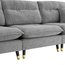 L Shaped Convertible Sectional Sofa 4 Seat Tufted Couch Set With Two Tone Adjust Legs Cloud Movable Ottoman