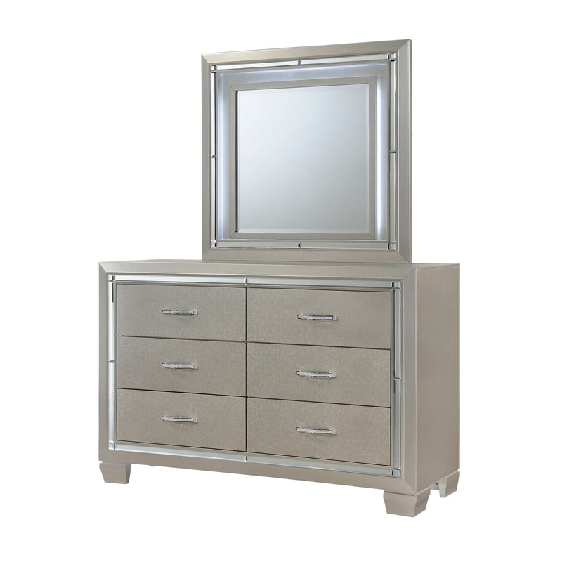 Platinum - Youth Dresser & Mirror With Led Light Set - Сhampagne