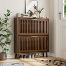 Medieval Modern Shoe Cabinet With 2 Flip Drawers And Fence Design