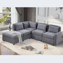 Modular Corduroy Sectional Sofa, Convertible L Shaped Couch Sofa with Storage,  5 Seat Sofa Couch for Living Room, Dark Gray