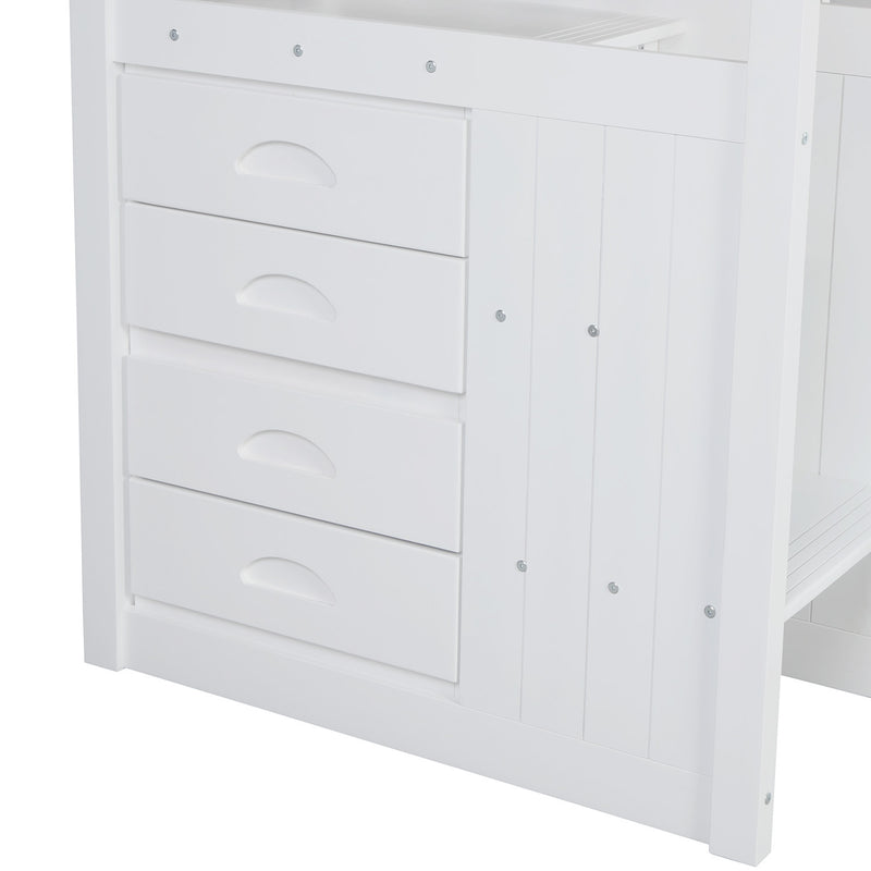 Full over Full Bunk Bed with Twin Size Trundle, White (old sku: LT000026AAK )