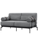 Modern Loveseat Sofa 2 Seater With USB Ports, Cylindrical Armrests