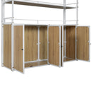 Full Size Loft Bed With Storage Staircase, Wardrobe, Shelves, And Lockers Natural Mdf Details - White / Natural