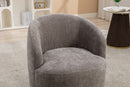Chenille Fabric Swivel Accent Armchair Barrel Chair With Powder Coating Metal Ring