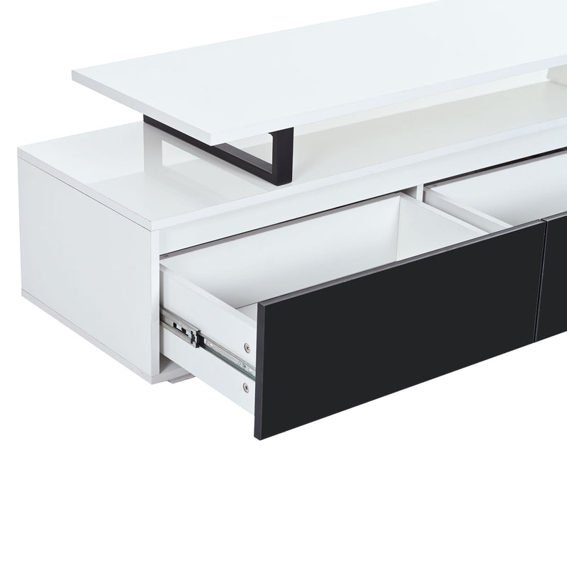 Minimalist Rectangle Extendable TV Cabinet With 2 Drawers And 1 Cabinet
