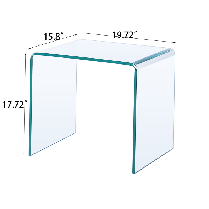 Small Clear Glass Side & End Table, Tempered Glass End Table Small Coffee Table - Transparent