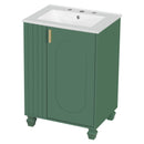Classic Retro Bathroom Vanity With Sink, Door Shelf, Side Open Storage Frame