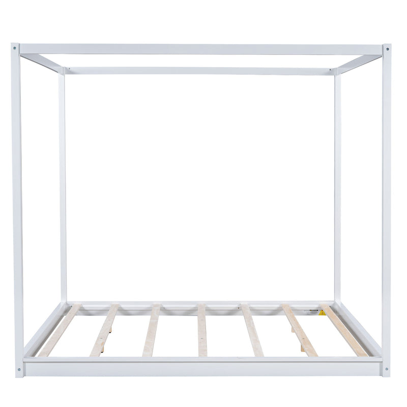 Wood Canopy Platform Bed With Support Legs And Airflow Slats