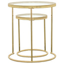 Maylin - 2 Piece Round Glass Top Nesting Table Set - Gold