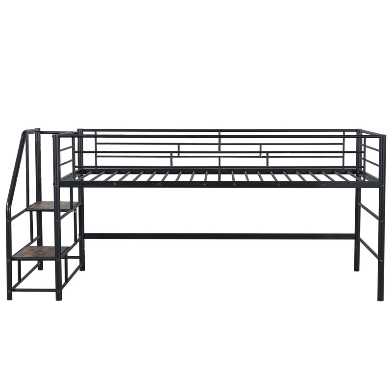 Loft Bed With Storage Stairs And Metal Frame