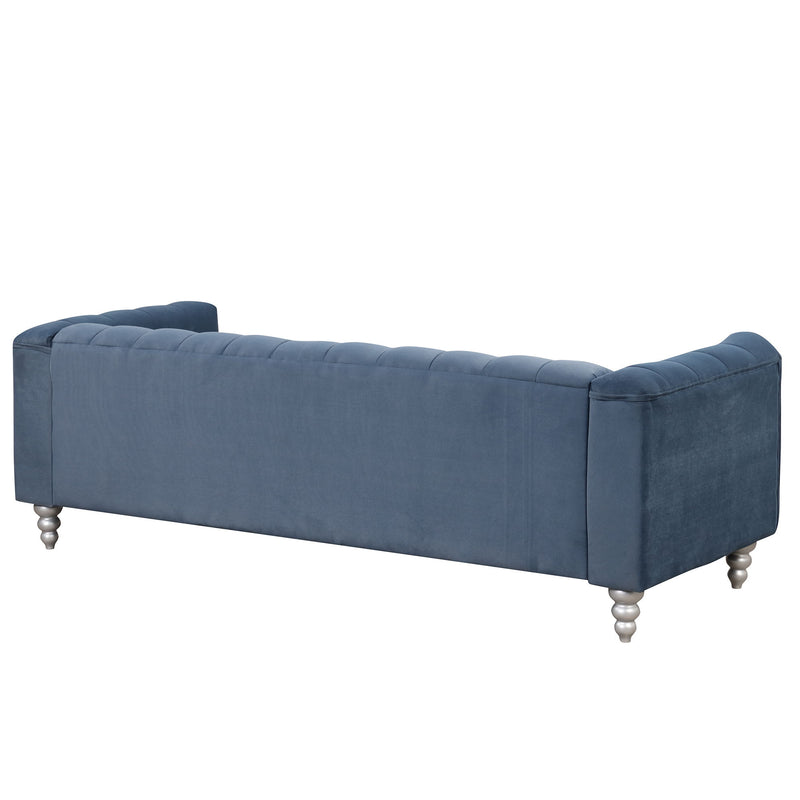 Modern Sofa Dutch Fluff Upholstered Sofa With Solid Wood Legs, Buttoned Tufted Backrest