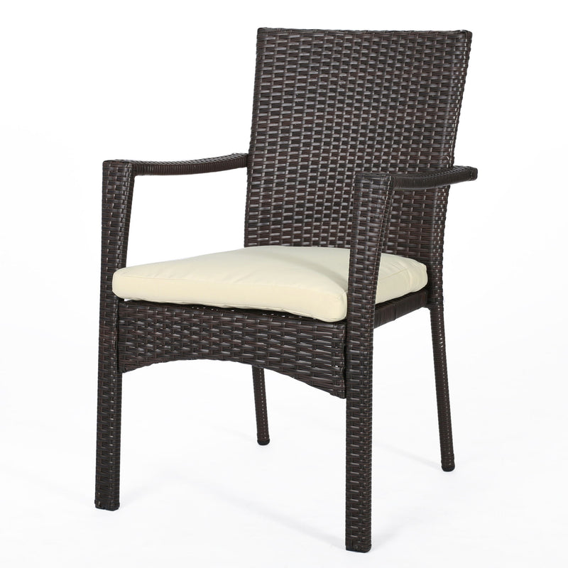 3 Piece Bistro Set With Water Resistant Cushions And 2 Chairs - Brown Multi