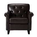 Upholstered Club Chair With Button Tufted Back Rest - Brown