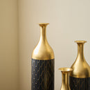 Elegant Floor Vase Set Metal Decorative Vases 3 Piece Set For Floral Display, Wedding & Gift Decor - Gold / Black