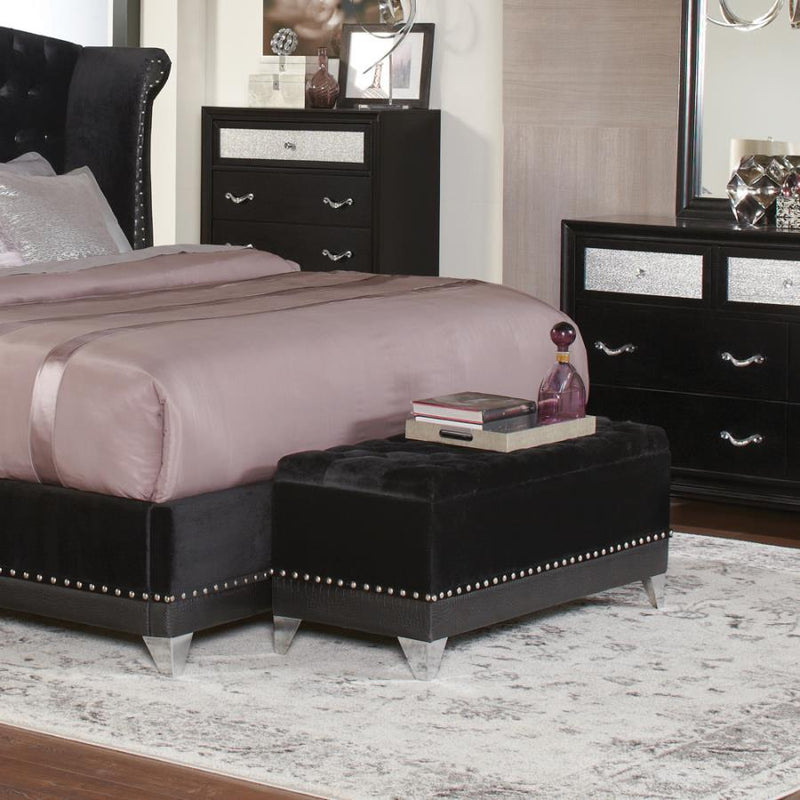 Barzini - Tufted Rectangular Trunk With Nailhead Black