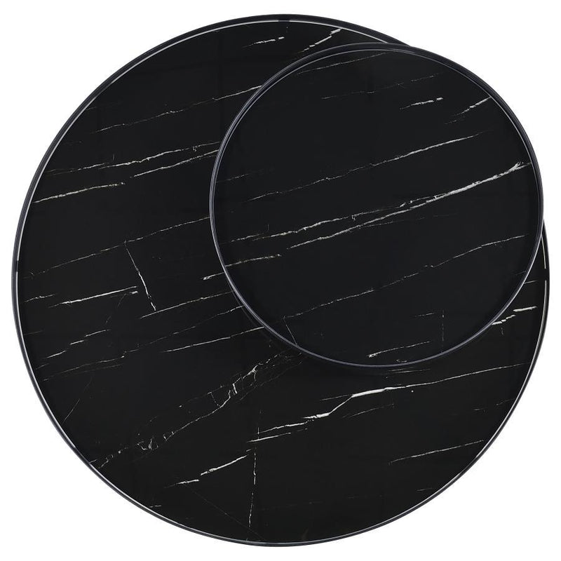 Briggs - Round Marble Printed Glass Top Coffee Table