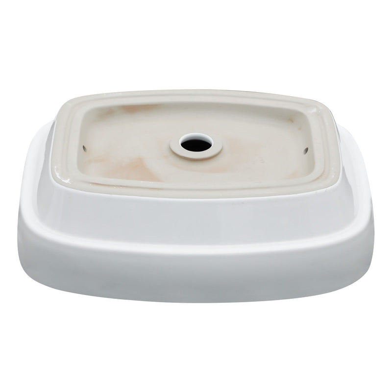 Modern Semi Recessed Ceramic Bathroom Sink With Vessel Design - White