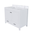 43" Bathroom Vanity With Artificial Marble Carrara Top Set, Multi Functional Bathroom Cabinet With Doors And Drawer - White