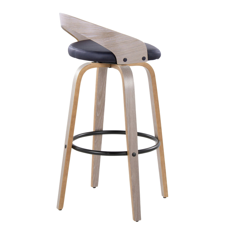 Grotto - Contemporary Fixed Height Barstool With Swivel With Round Footrest (Set of 2)