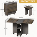 Contemporary 5 Piece Folding Extendable Dining Table Set With Chairs For 4 - Brown