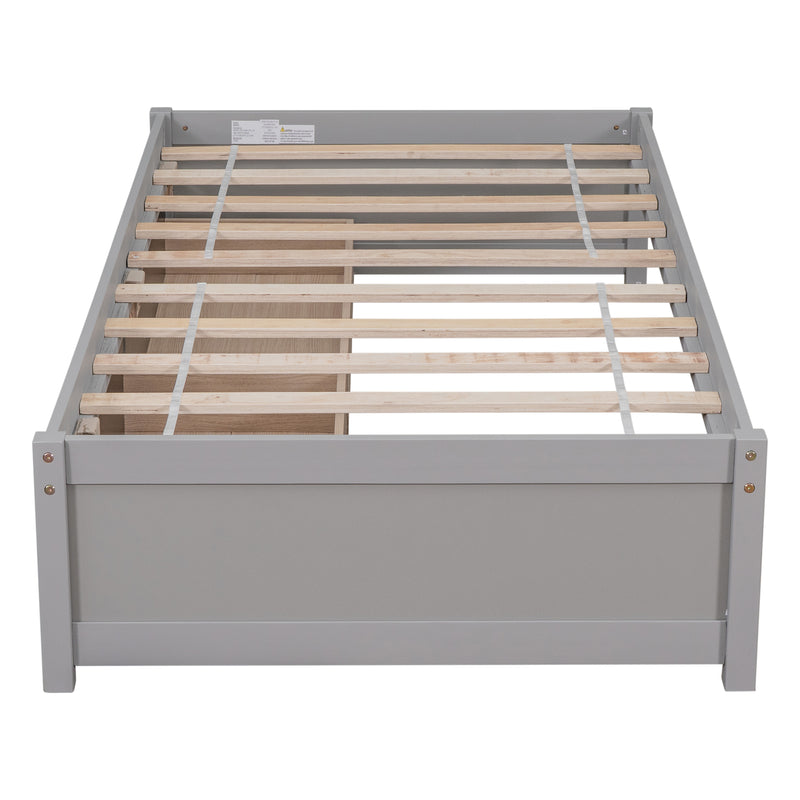 Twin Bed with 2 Drawers, Solid Wood, No Box Spring Needed ,Grey(New SKU:W504P149041)