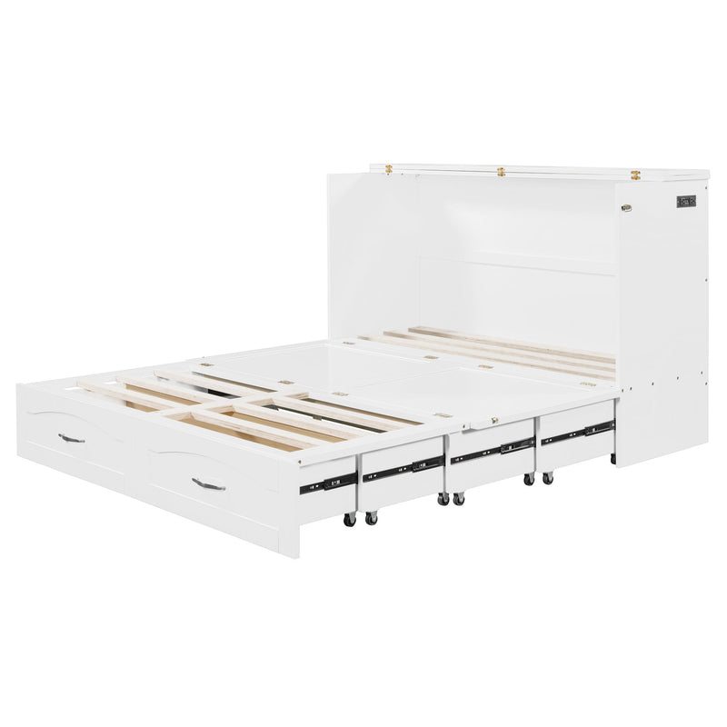 Murphy Bed With Drawer And A Set Of Sockets & USB Ports, Pulley Structure Design