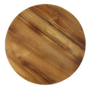 Outdoor Cylindrical Side Table With Round Solid Wood Top And Metal Frame - Natural