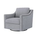 360 Degree Swivel Armchair, Skin Friendly Fabric, Ergonomic Design, Brass Nail Decorative Armchair