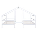 Double Twin Size Triangular House Beds with Built-in Table,White(Old SKU:WF286895AAK)