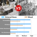 Curved Leg Dining Table For 6 People - Antique White / Black