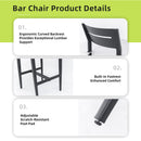 Modern Outdoor Patio Bar Set, Rounded Square Table & Bar Chairs, Non Rust Frame, Tapered Legs, Sunbrella Cushion