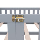 Queen Size Bed Floor Bed with Safety Guardrails and Door for Kids, Gray